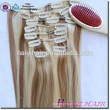 100% Não Transformados cabelo humano cabeça cheia 220g remy clip em extensões de cabelo encaracolado